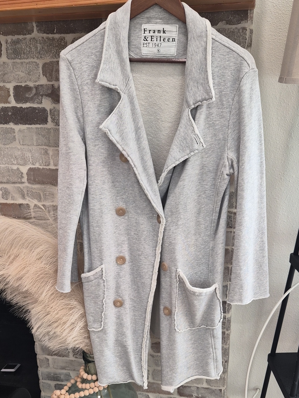 Frank & Eileen Light Gray Double-Breasted Sweater Cardigan